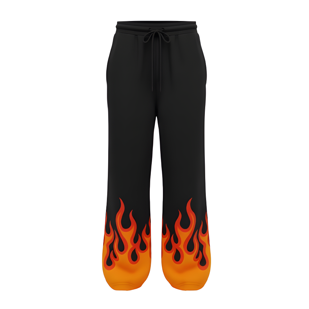 Flame Graphic Wide-Leg